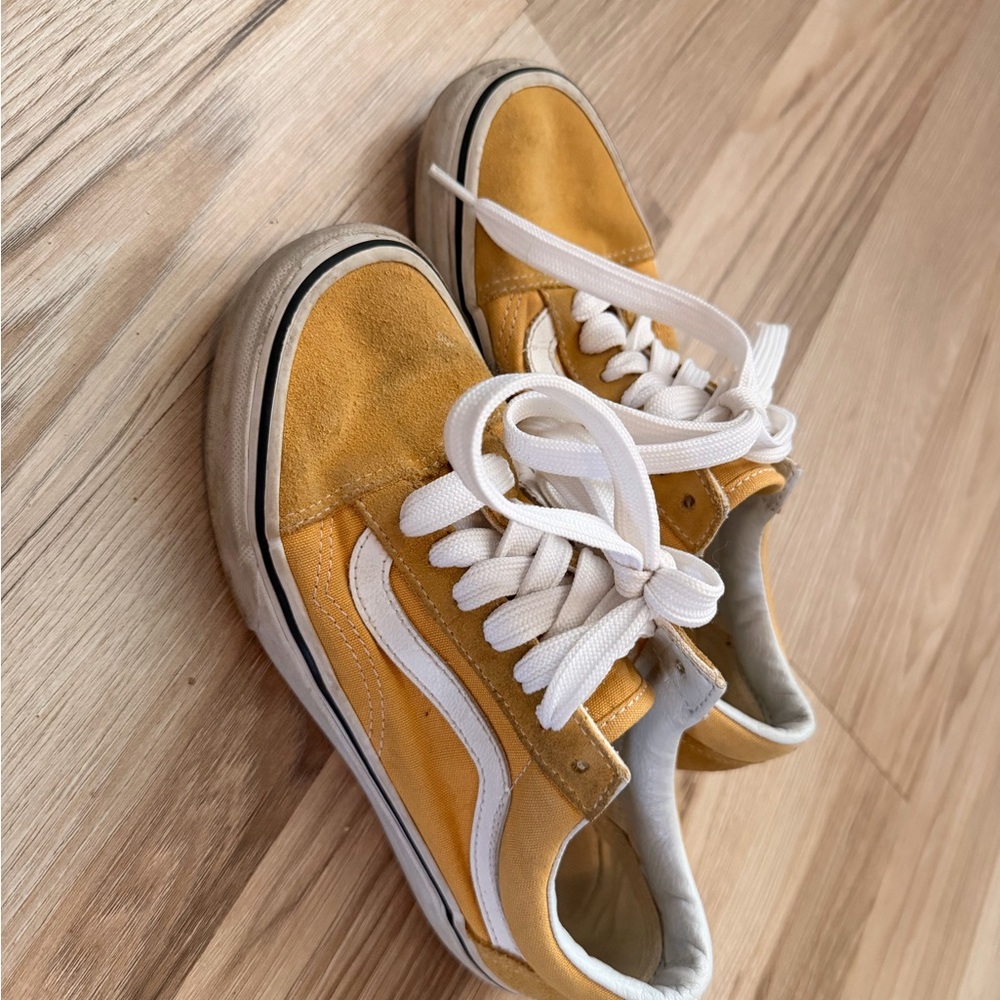 Vans Yellow Suede Old Skool Sneakers with White Stripe